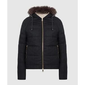 NEW Brunello Cucinelli Reversible fox fur down jacket 36